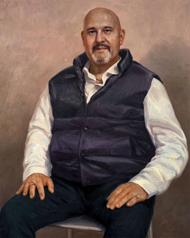 Oil portrait of man sitting