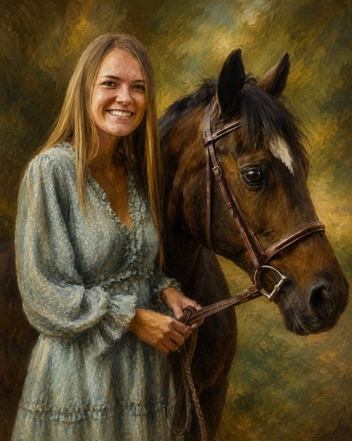 Hand-painted oil portrait from a photo by a real artist